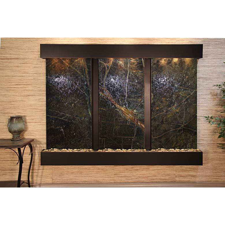 Image 1 Deep Creek Falls 69"H Blackened Grn Marble Fountain-Sq Edges