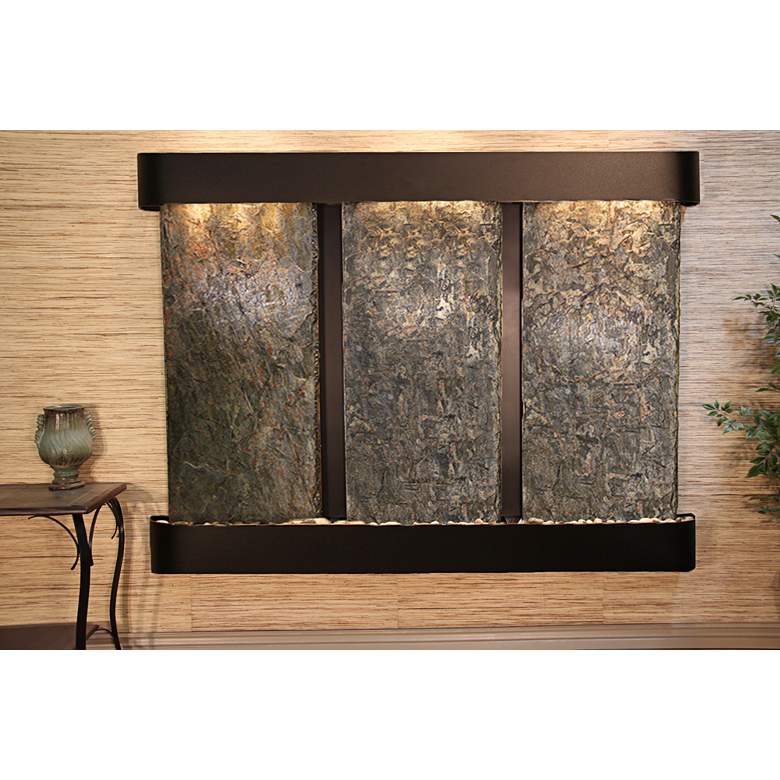 Image 1 Deep Creek Falls 69"H Blackened Grn Slate Fountain-Rnd Edges