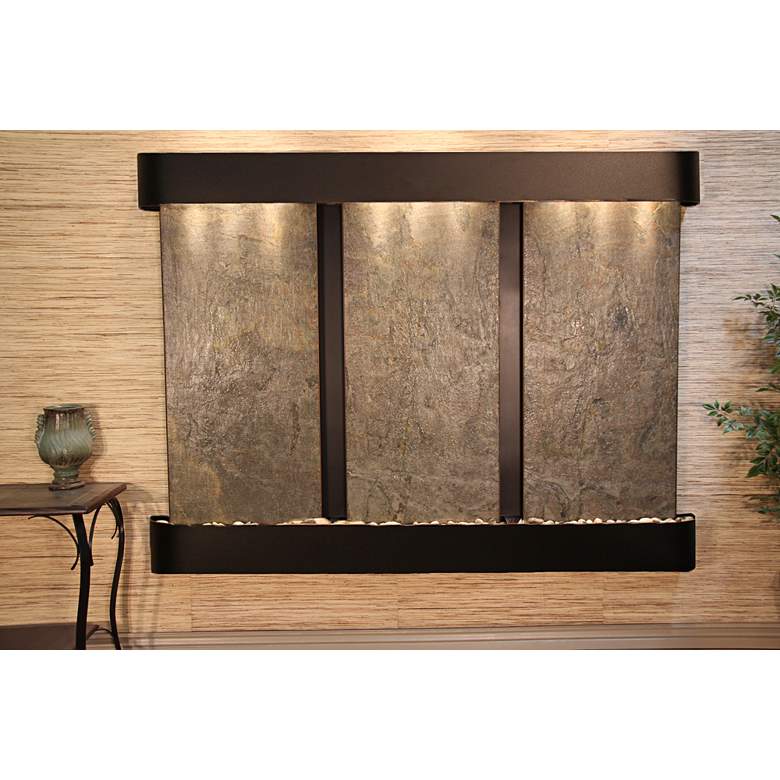 Image 1 Deep Creek Falls 69"H Blackened Grn Stone Fountain-Rnd Edges