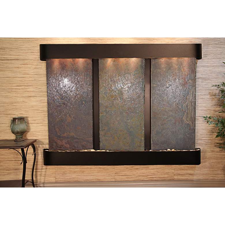 Image 1 Deep Creek Falls 69"H Blackened Slate Fountain-Round Edges