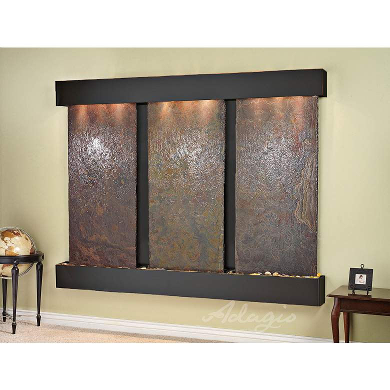 Image 1 Deep Creek Falls 69"H Blackened Slate Fountain-Square Edges