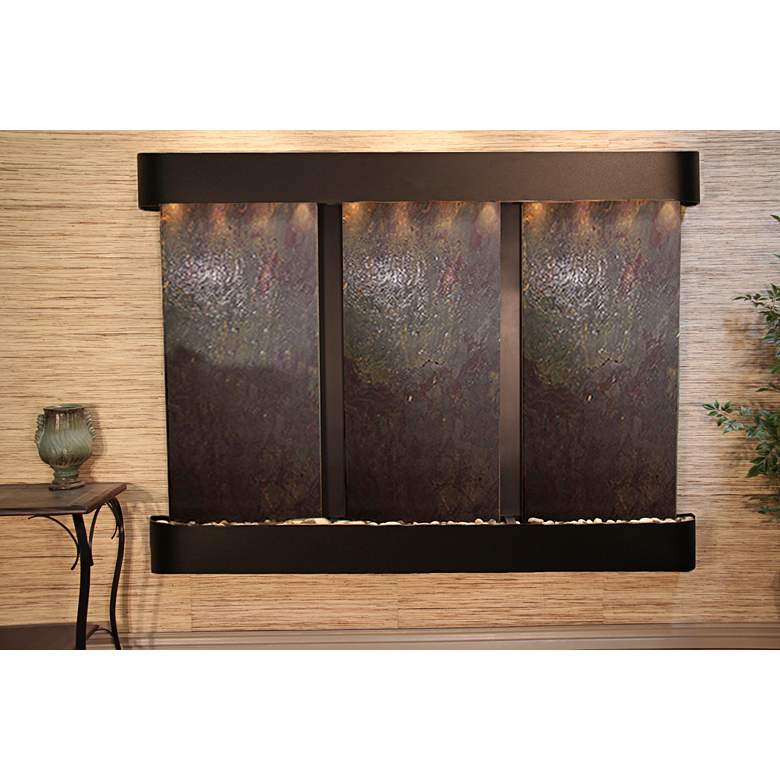 Image 1 Deep Creek Falls 69"H Blackened Stone Fountain-Round Edges