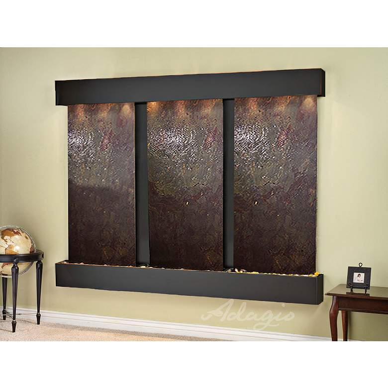 Image 1 Deep Creek Falls 69"H Blackened Stone Fountain-Square Edges