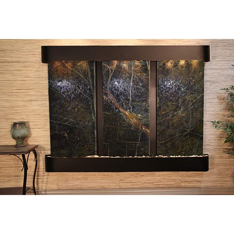 Image 1 Deep Creek Falls 69"H Blkened Grn Marble Fountain-Rnd Edges