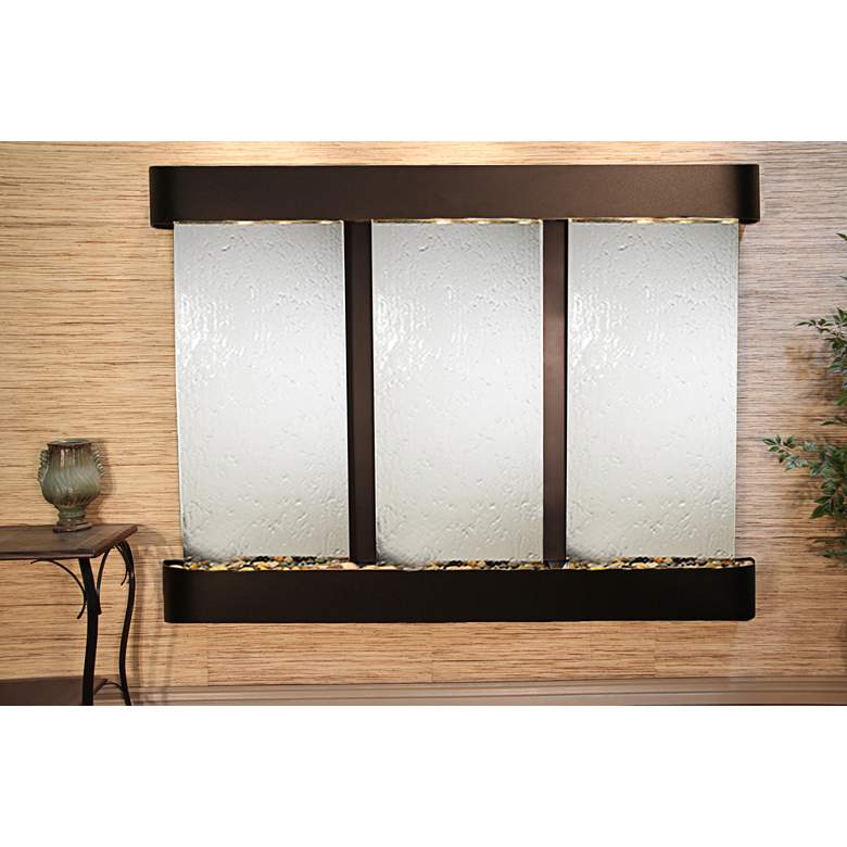 Image 1 Deep Creek Falls 69"H Blkened Sil Mirror Fountain-Rnd Edges