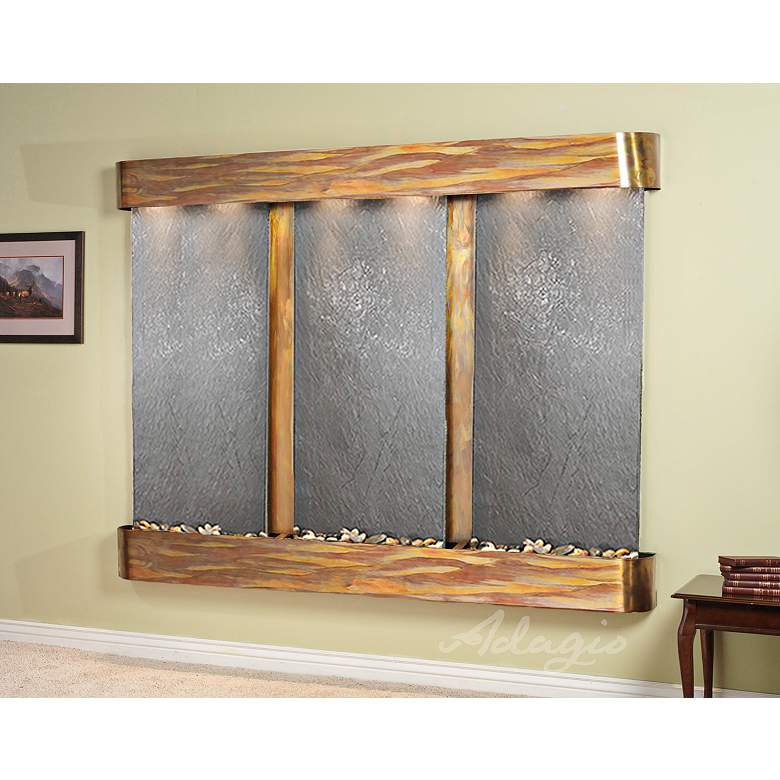 Image 1 Deep Creek Falls 69"H Rustic Black Stone Fountain-Rnd Edges