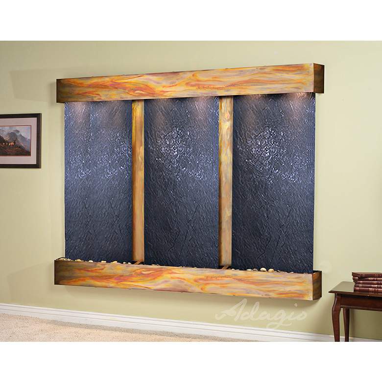 Image 1 Deep Creek Falls 69"H Rustic Black Stone Fountain-Sq Edges