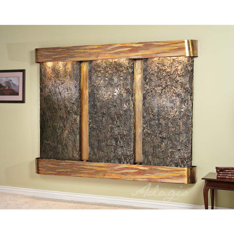 Image 1 Deep Creek Falls 69"H Rustic Green Slate Fountain-Rnd Edges