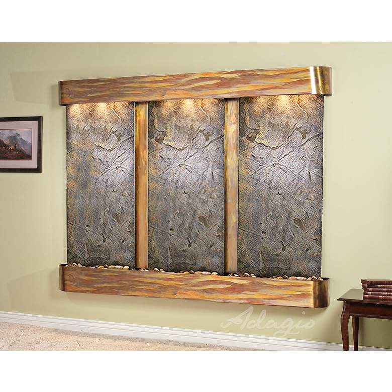 Image 1 Deep Creek Falls 69"H Rustic Green Stone Fountain-Rnd Edges
