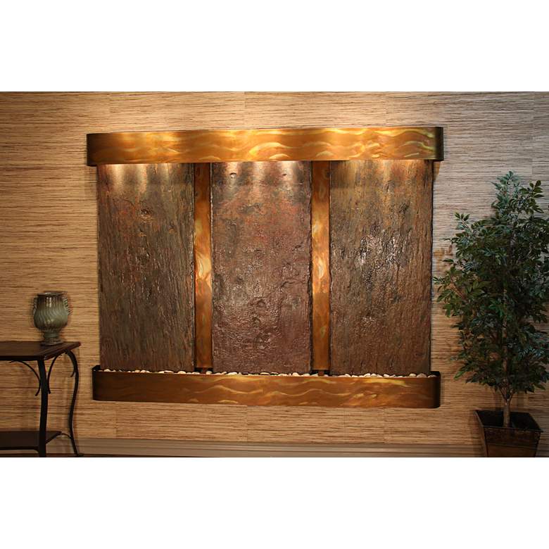 Image 1 Deep Creek Falls 69"H Rustic Slate Fountain w/ Round Edges