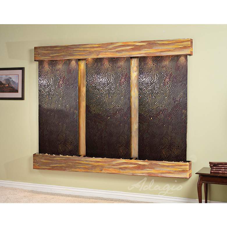 Image 1 Deep Creek Falls 69"H Rustic Stone Fountain w/ Square Edges
