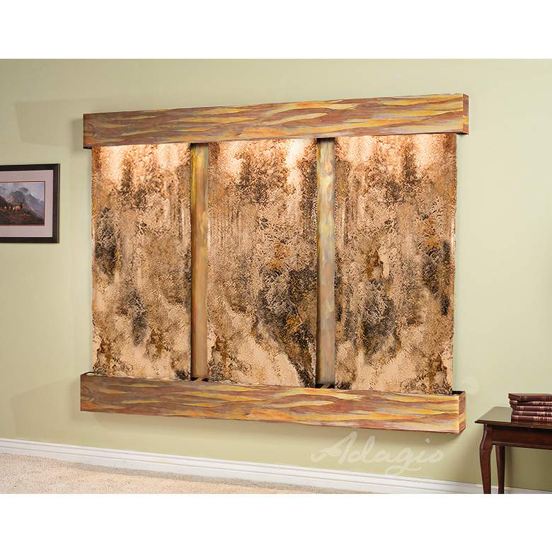Image 1 Deep Creek Falls 69"H Rustic Travertine Fountain-Sq Edges
