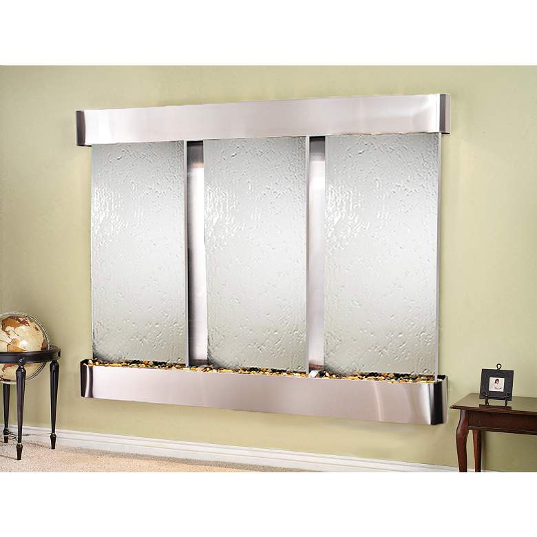 Image 1 Deep Creek Falls 69"H Steel Silver Mirror Fountain-Rnd Edges