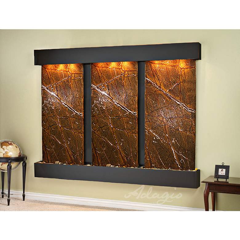 Image 1 Deep Creek Falls 91 inch Wide Marble-Black Copper Wall Fountain
