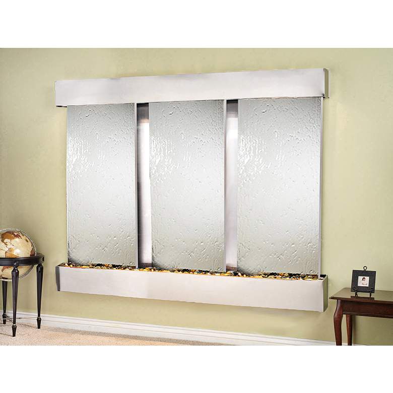 Image 1 Deep Creek Falls 91"W Silver Mirror Square Steel Fountain