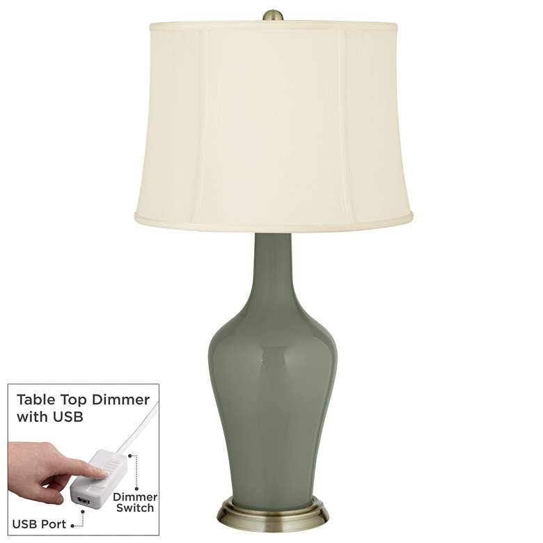 Image 1 Deep Lichen Green Anya Table Lamp with Dimmer
