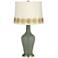 Deep Lichen Green Anya Table Lamp with Flower Applique Trim