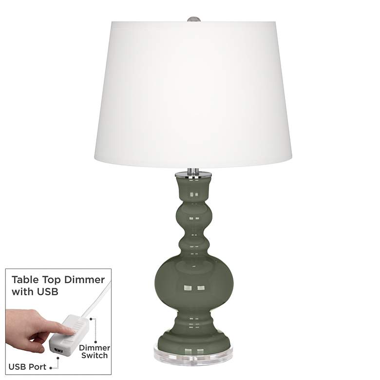 Image 1 Deep Lichen Green Apothecary Table Lamp with Dimmer