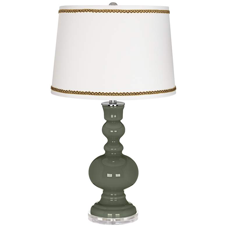 Image 1 Deep Lichen Green Apothecary Table Lamp with Twist Scroll Trim