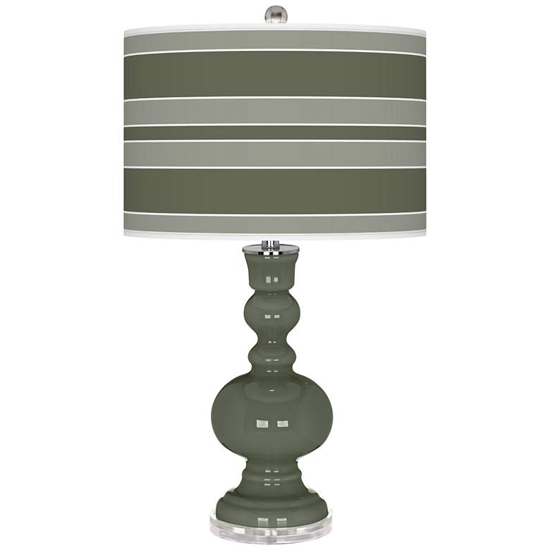 Image 1 Deep Lichen Green Bold Stripe Apothecary Table Lamp