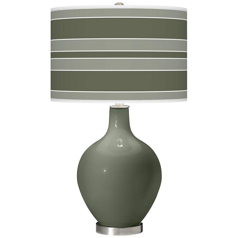 Image 1 Deep Lichen Green Bold Stripe Ovo Table Lamp