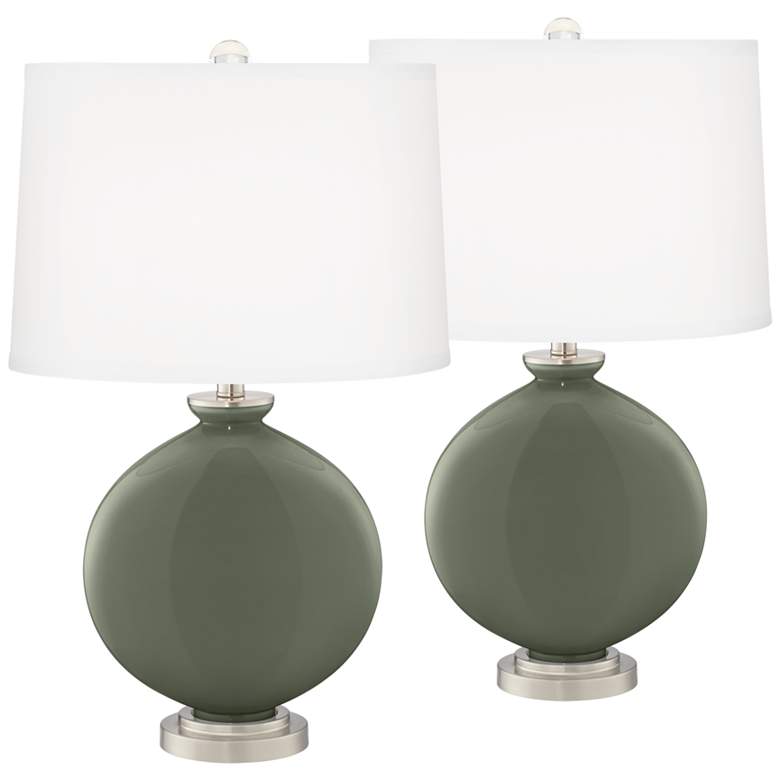 Image 2 Deep Lichen Green Carrie Table Lamp Set of 2 with Dimmers