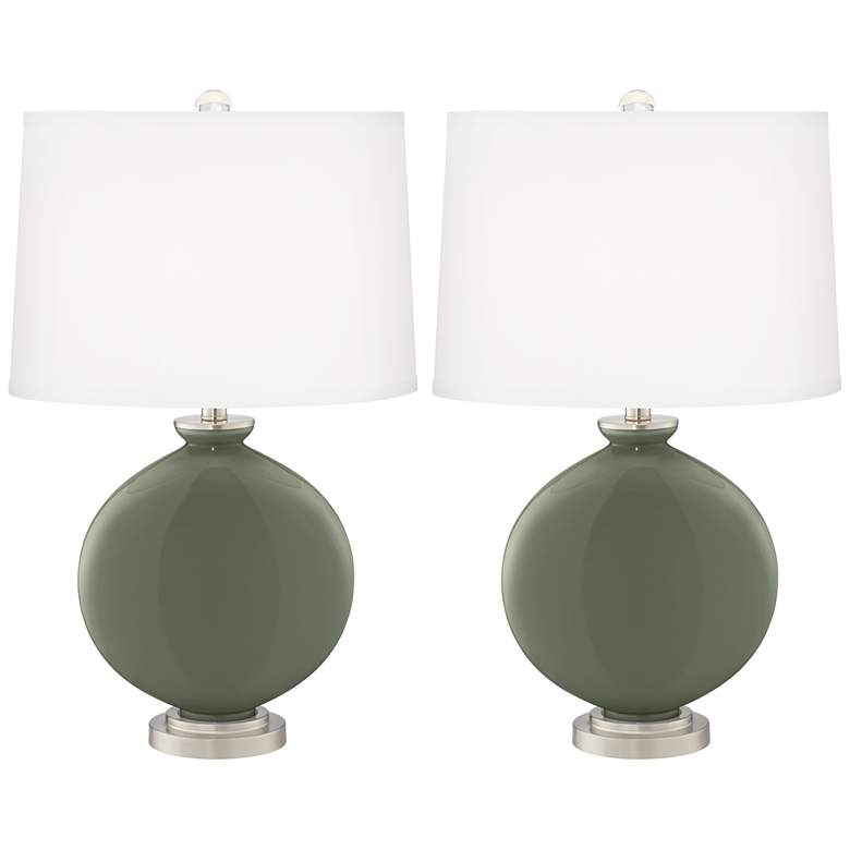 Image 2 Deep Lichen Green Carrie Table Lamp Set of 2