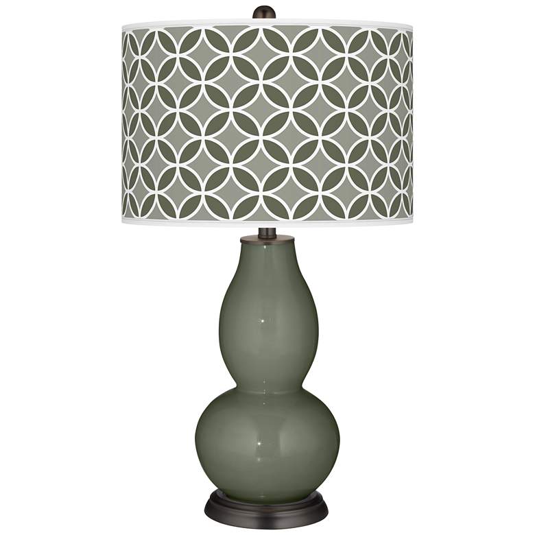 Image 1 Deep Lichen Green Circle Rings Double Gourd Table Lamp