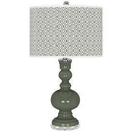 Image1 of Deep Lichen Green Diamonds Apothecary Table Lamp