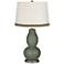 Deep Lichen Green Double Gourd Table Lamp with Wave Braid Trim