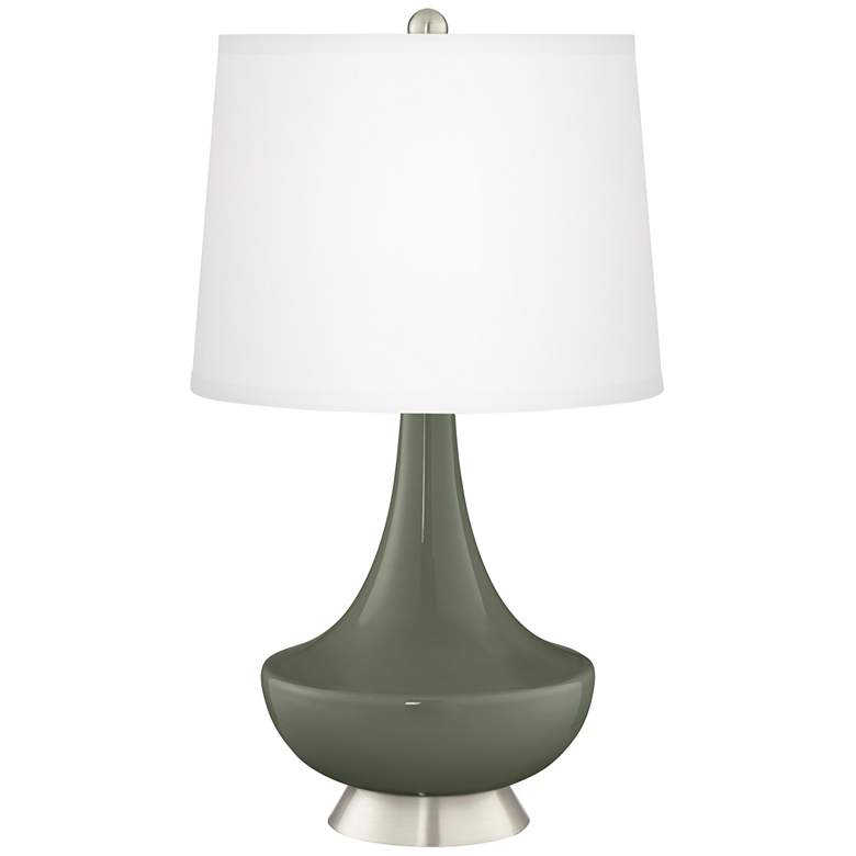 Image 2 Deep Lichen Green Gillan Glass Table Lamp with Dimmer