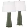 Deep Lichen Green Leo Table Lamp Set of 2 with Dimmers