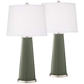 Image2 of Deep Lichen Green Leo Table Lamp Set of 2 with Dimmers