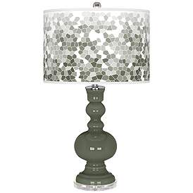 Image1 of Deep Lichen Green Mosaic Giclee Apothecary Table Lamp