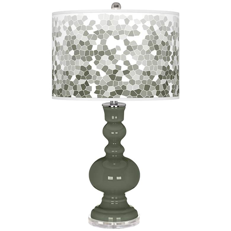 Image 1 Deep Lichen Green Mosaic Giclee Apothecary Table Lamp