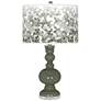 Deep Lichen Green Mosaic Giclee Apothecary Table Lamp