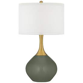 Image1 of Deep Lichen Green Nickki Brass Modern Table Lamp