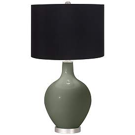 Image1 of Deep Lichen Green Ovo Table Lamp with Black Shade