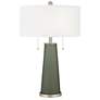 Deep Lichen Green Peggy Glass Table Lamp With Dimmer