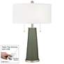Deep Lichen Green Peggy Glass Table Lamp With Dimmer