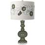 Deep Lichen Green Rose Bouquet Apothecary Table Lamp