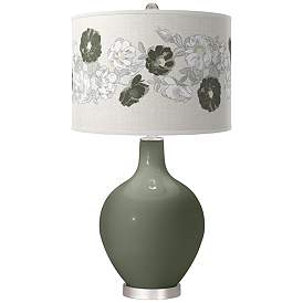 Image1 of Deep Lichen Green Rose Bouquet Ovo Table Lamp