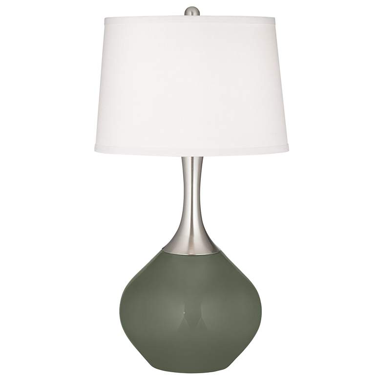 Image 2 Deep Lichen Green Spencer Table Lamp with Dimmer