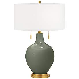 Image1 of Deep Lichen Green Toby Brass Accents Table Lamp