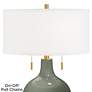 Deep Lichen Green Toby Brass Accents Table Lamp