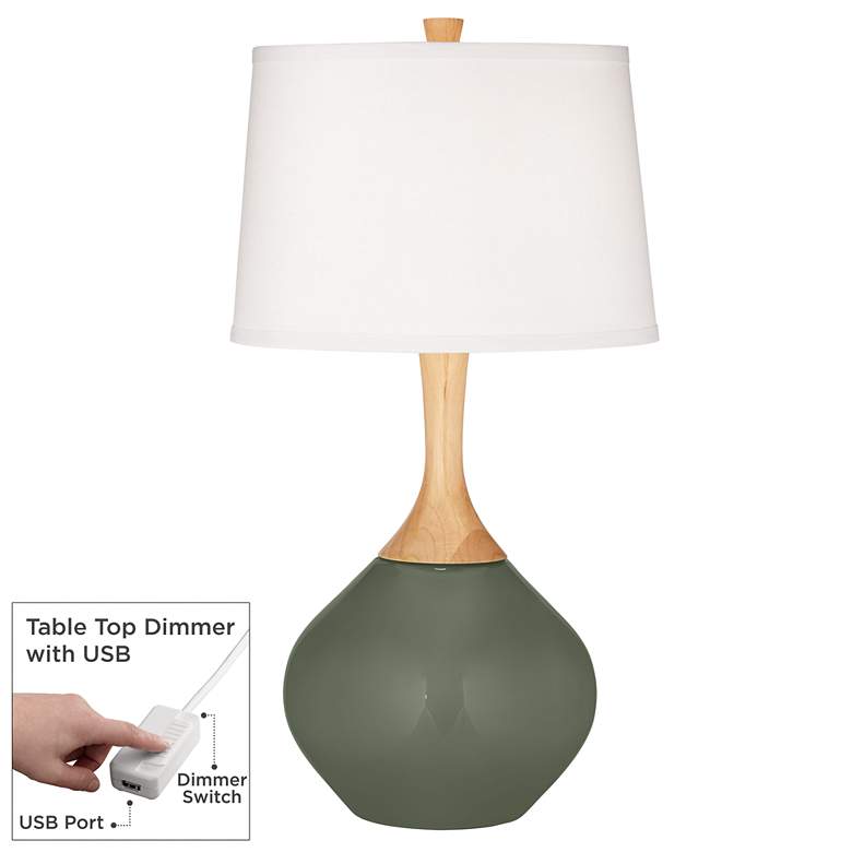 Image 1 Deep Lichen Green Wexler Table Lamp with Dimmer