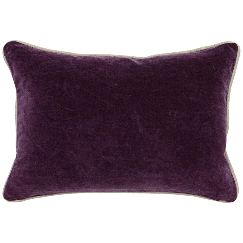Image 1 Deep Plum Purple 20" x 14" Cotton Velvet Throw Pillow