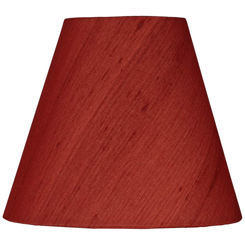 Image 1 Deep Red Silk Bell Lamp Shade 3x6x5 (Clip-On)