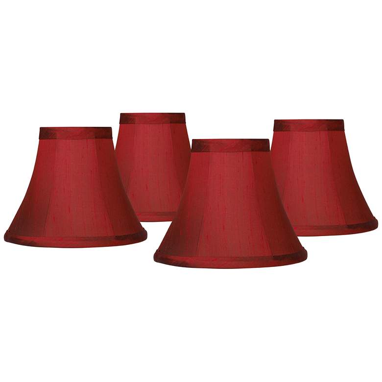 Image 1 Deep Red Small Bell Clip Lamp Shades 3x6x5 (Clip-On) Set of 4