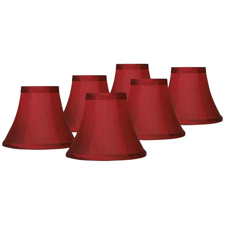 Image 1 Deep Red Small Bell Clip Lamp Shades 3x6x5 (Clip-On) Set of 6